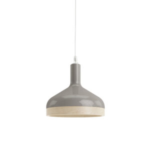 Plera pendant lamp by Enrico Zanolla in grey ceramic and solid beech wood, front view